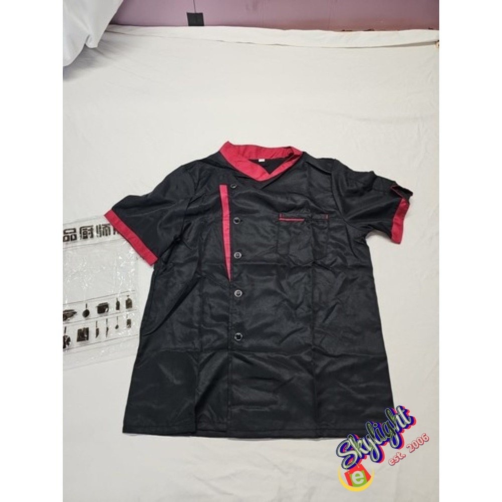 Chef Coat Cook Black Jacket Restaurant Kitchen Workwear Uniform Shirt Sz M